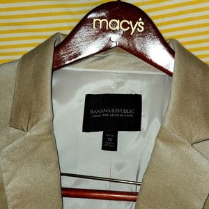 Banana Republic Long and Lean Tan Velvet Blazer Size 12 petite
